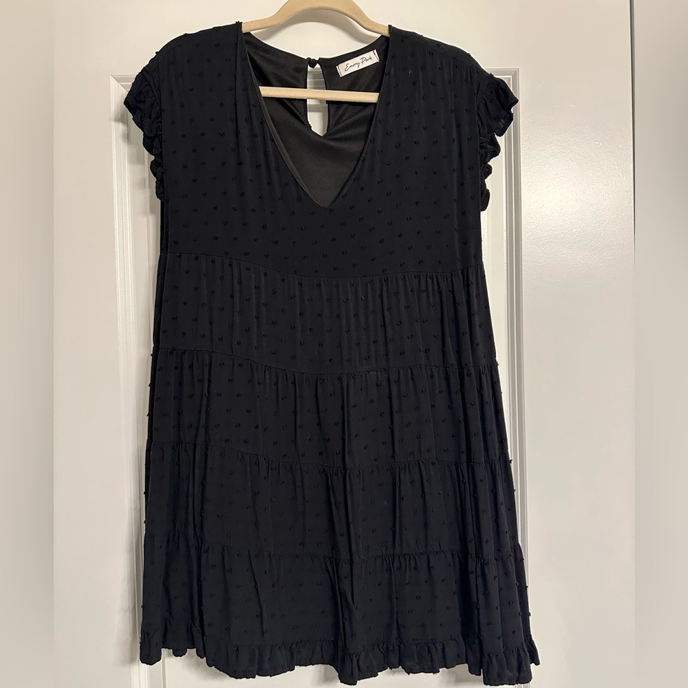 Black Swiss Dot Mini Dress